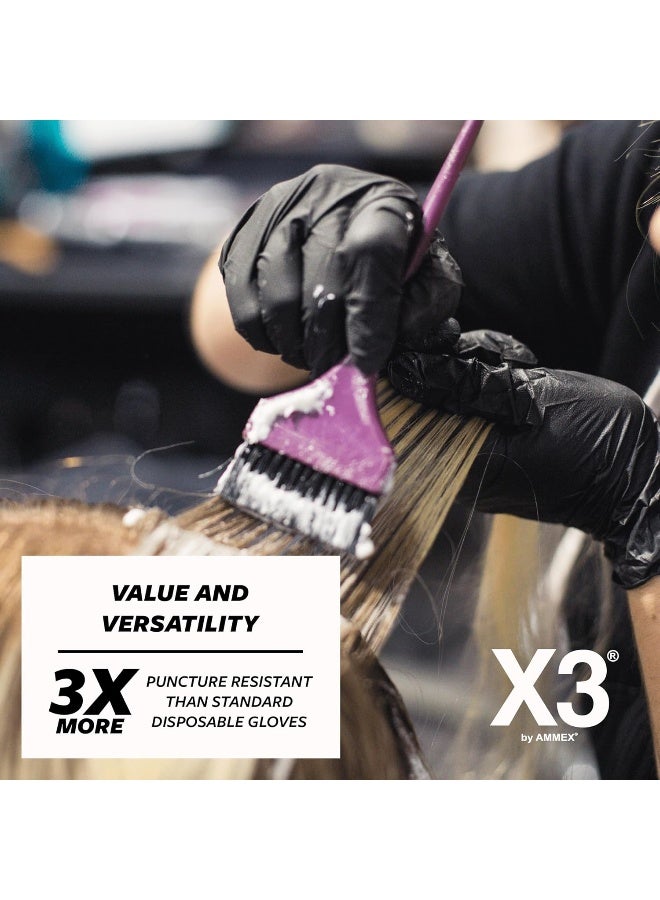 X3 Ammex X3 Industrial Black Nitrile Gloves, Box of 100, 3 Mil, Size Medium, Latex Free, Powder Free, Textured, Disposable, Food Safe, BX344100-BX - Image 3